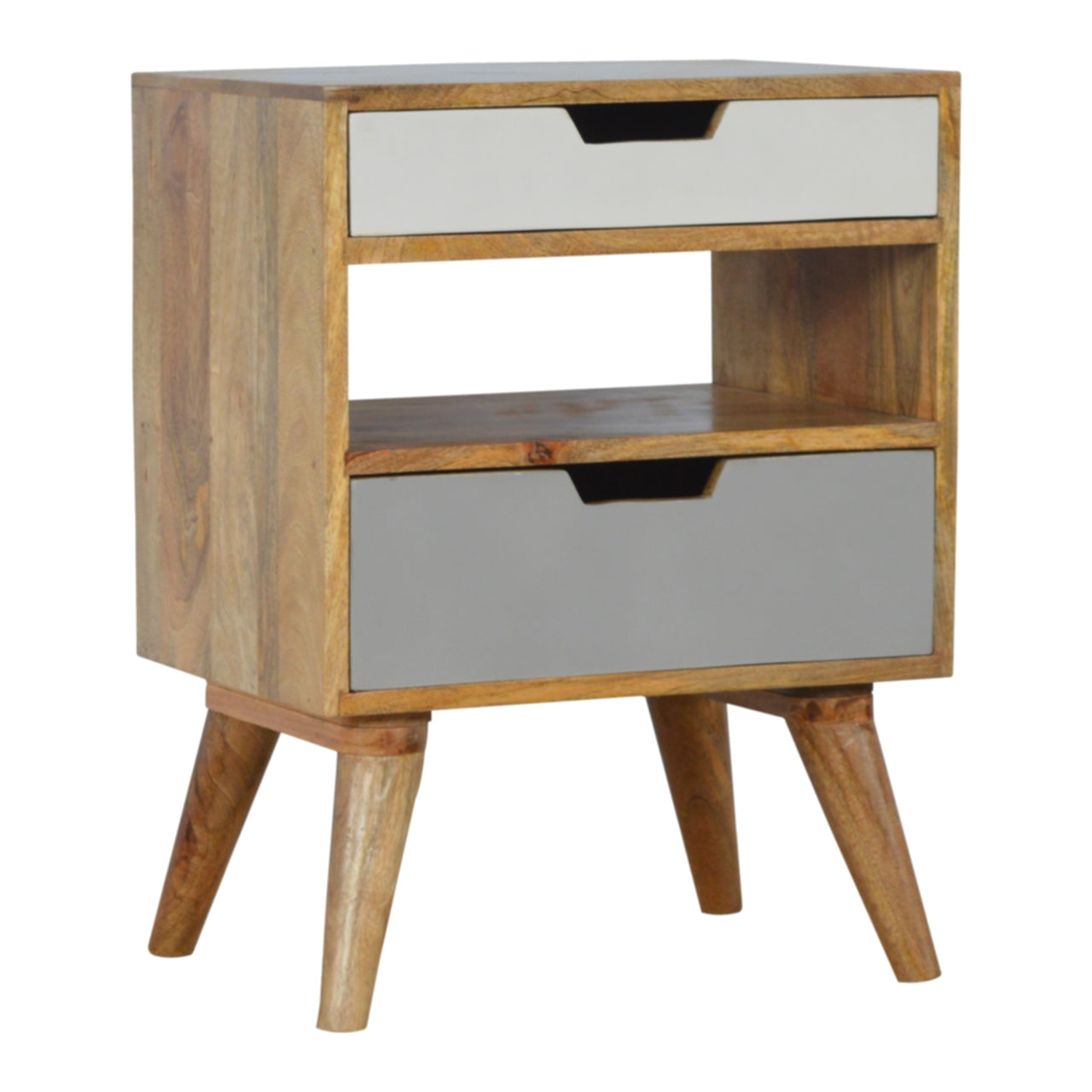 Bedside Table with Drawers and Shelf