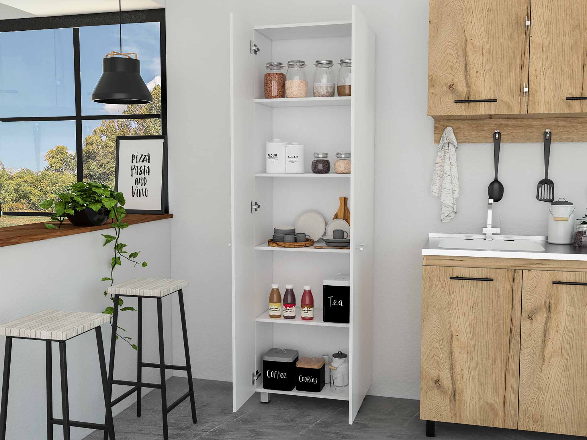 Modern Double Door Pantry Cabinet