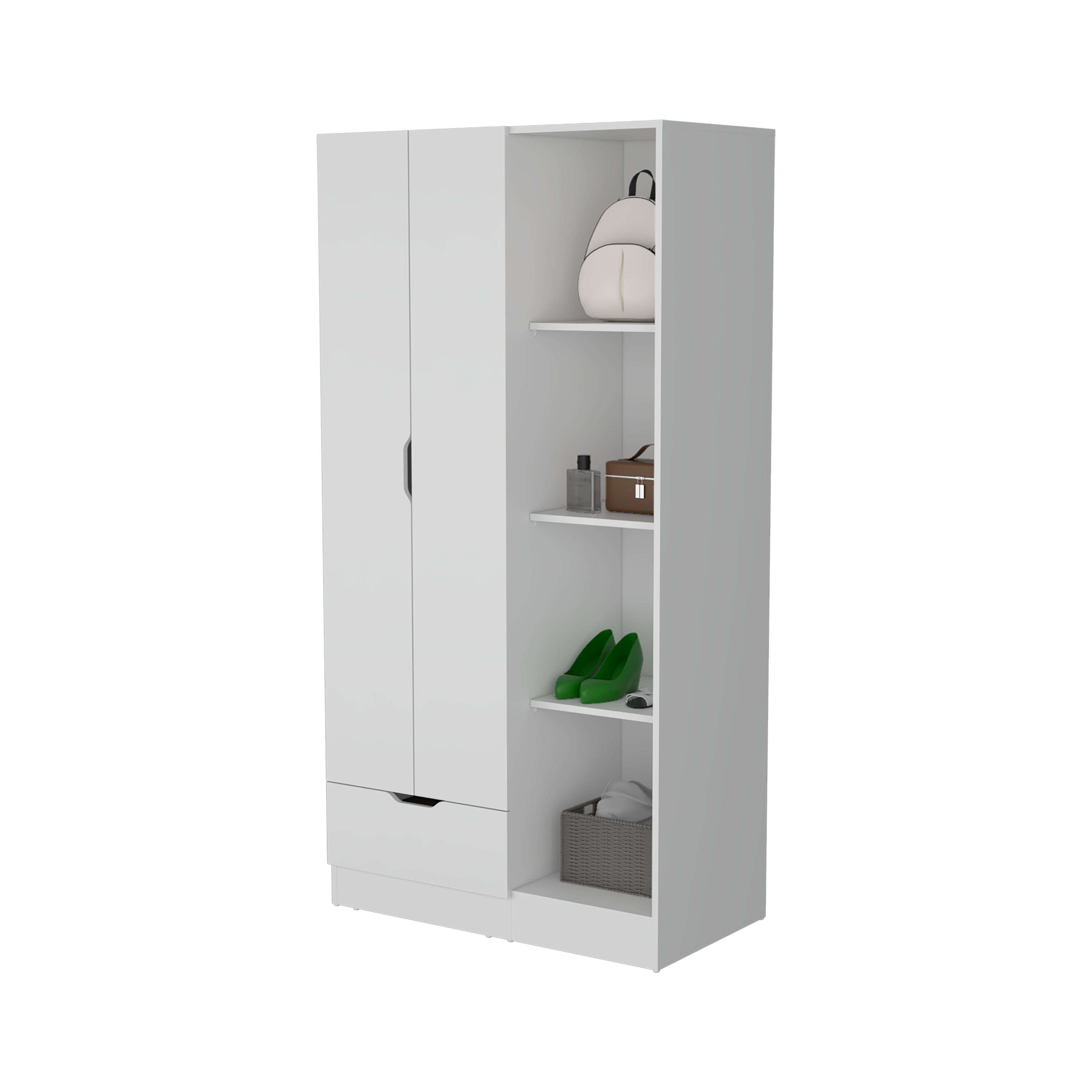 Modern Wardrobe with Storage and Hanging Rod