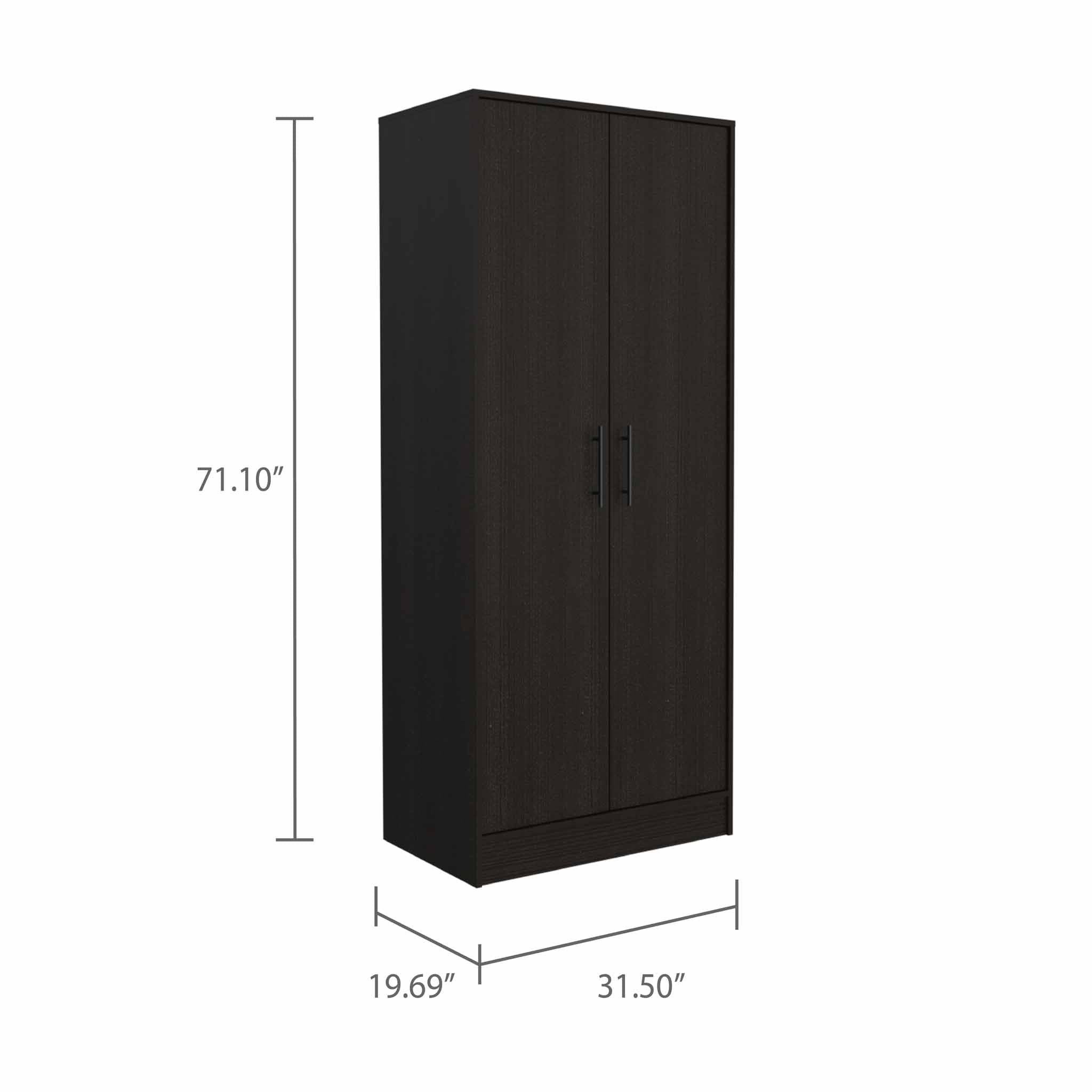 Modern Double Door Armoire with Hidden Drawer