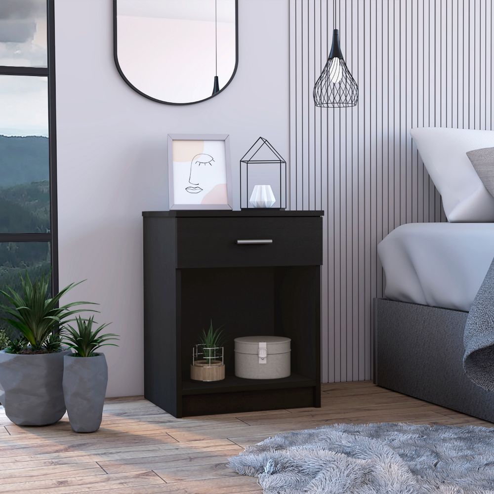 Modern Nightstand with Drawer and Shelf