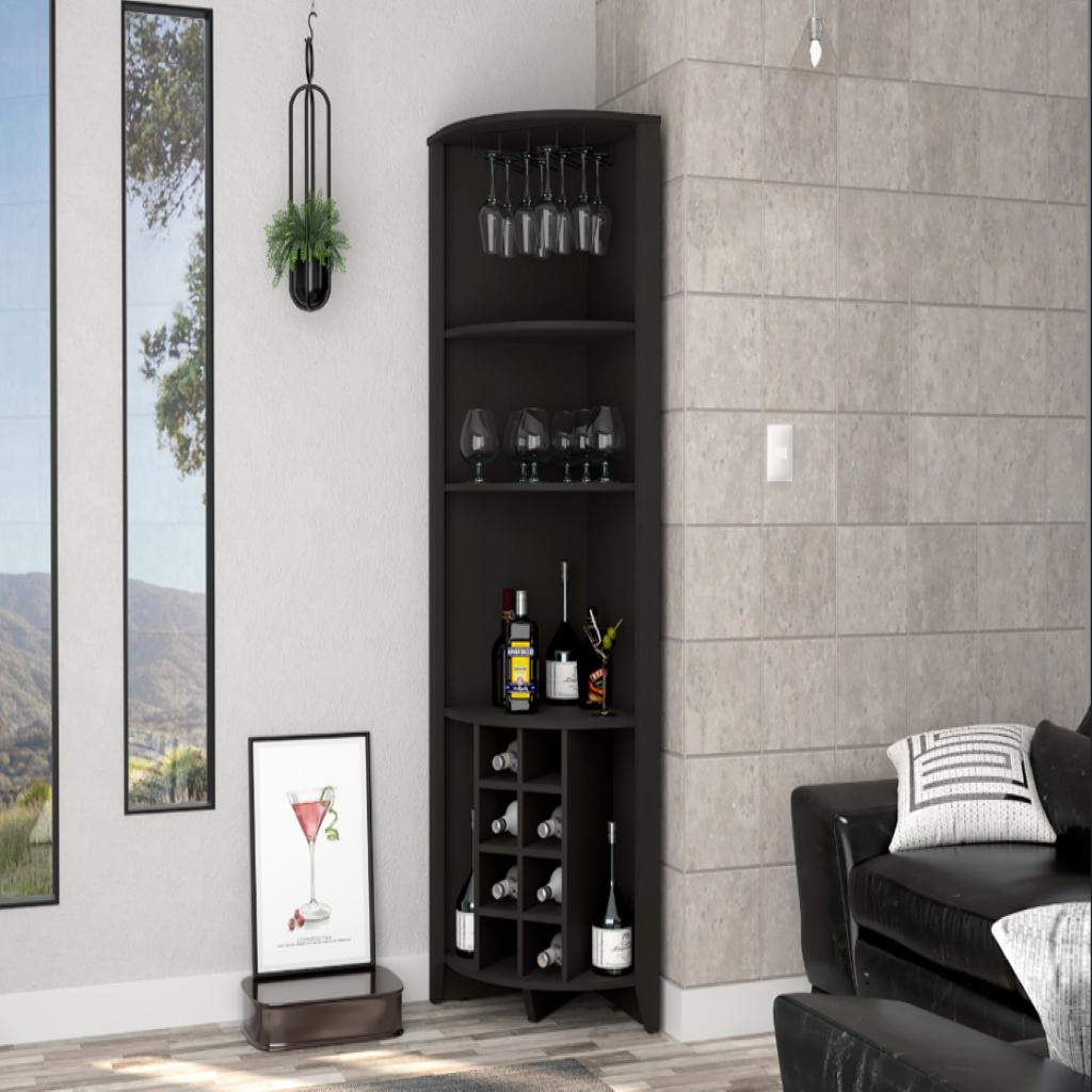 Elegant Contemporary Corner Bar Cabinet