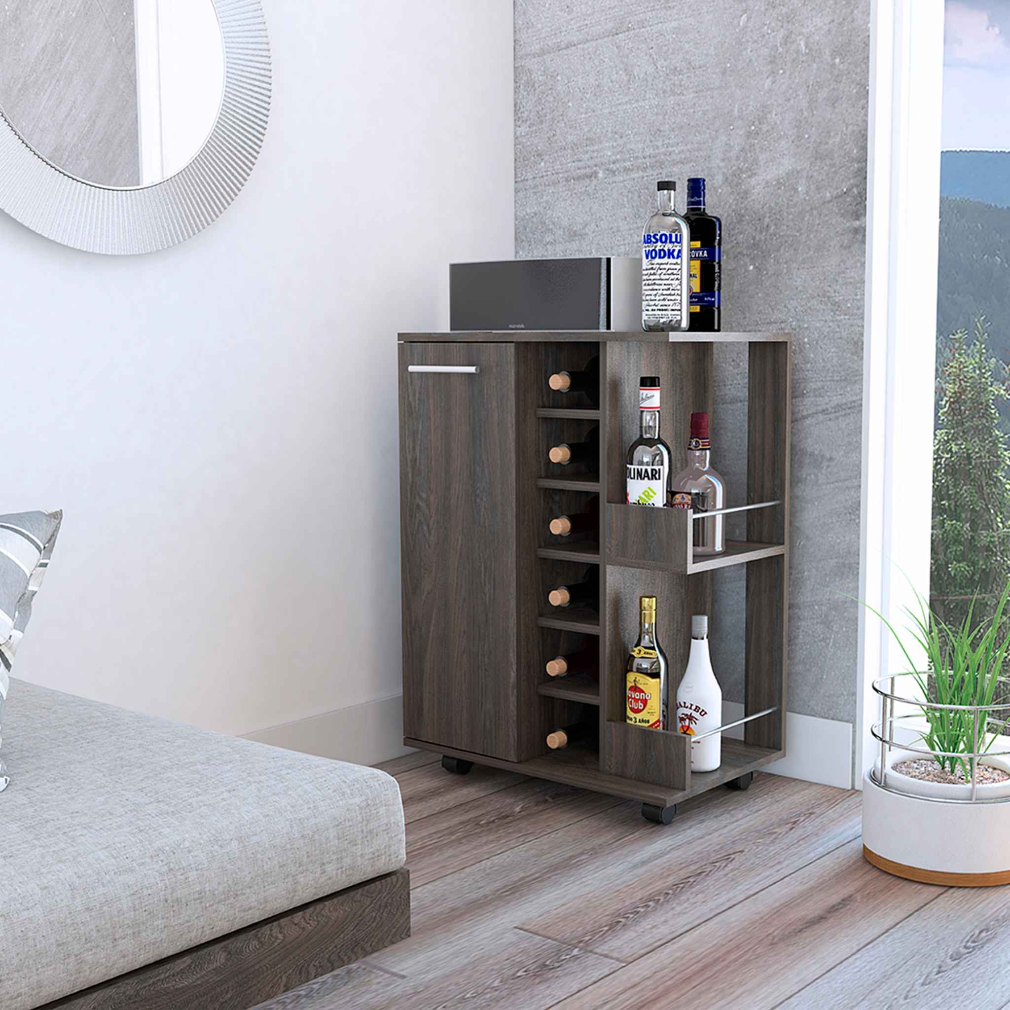 Modern Mobile Bar Cabinet