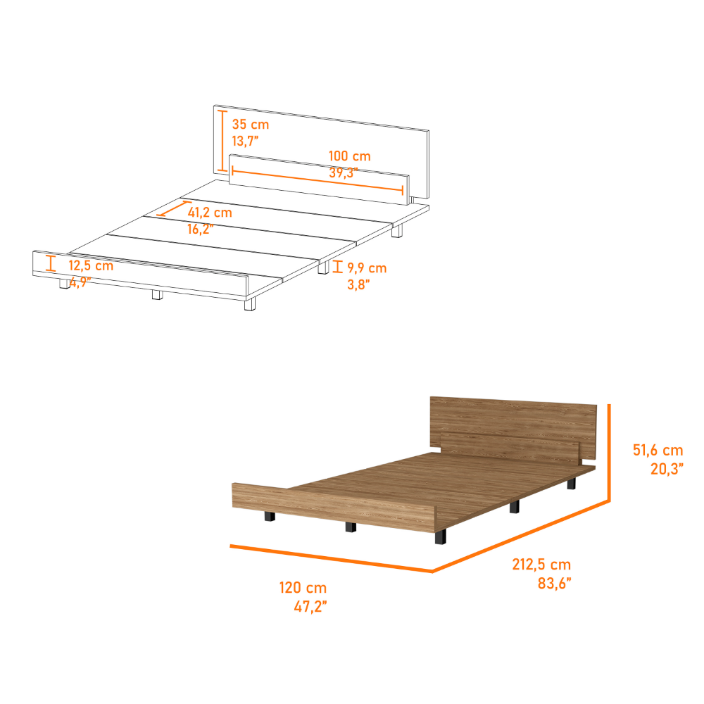 Luxury Modern Bed Frame with Headboard