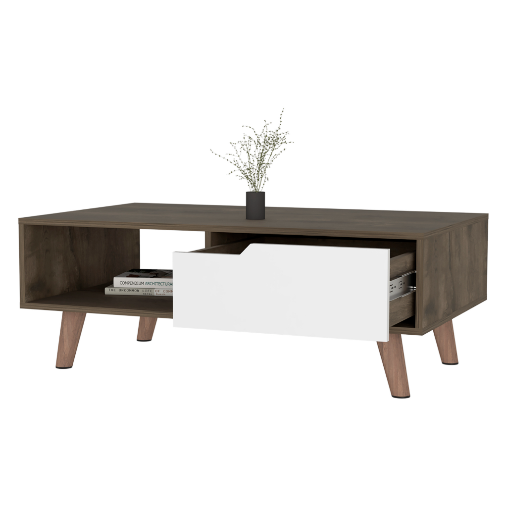 Premium Coffee Table with Shelf and Drawer